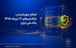 اصلاح صورتحساب تراکنش‌های ۲۱ تیرماه ۱۴۰۵ بانک ملی ایران